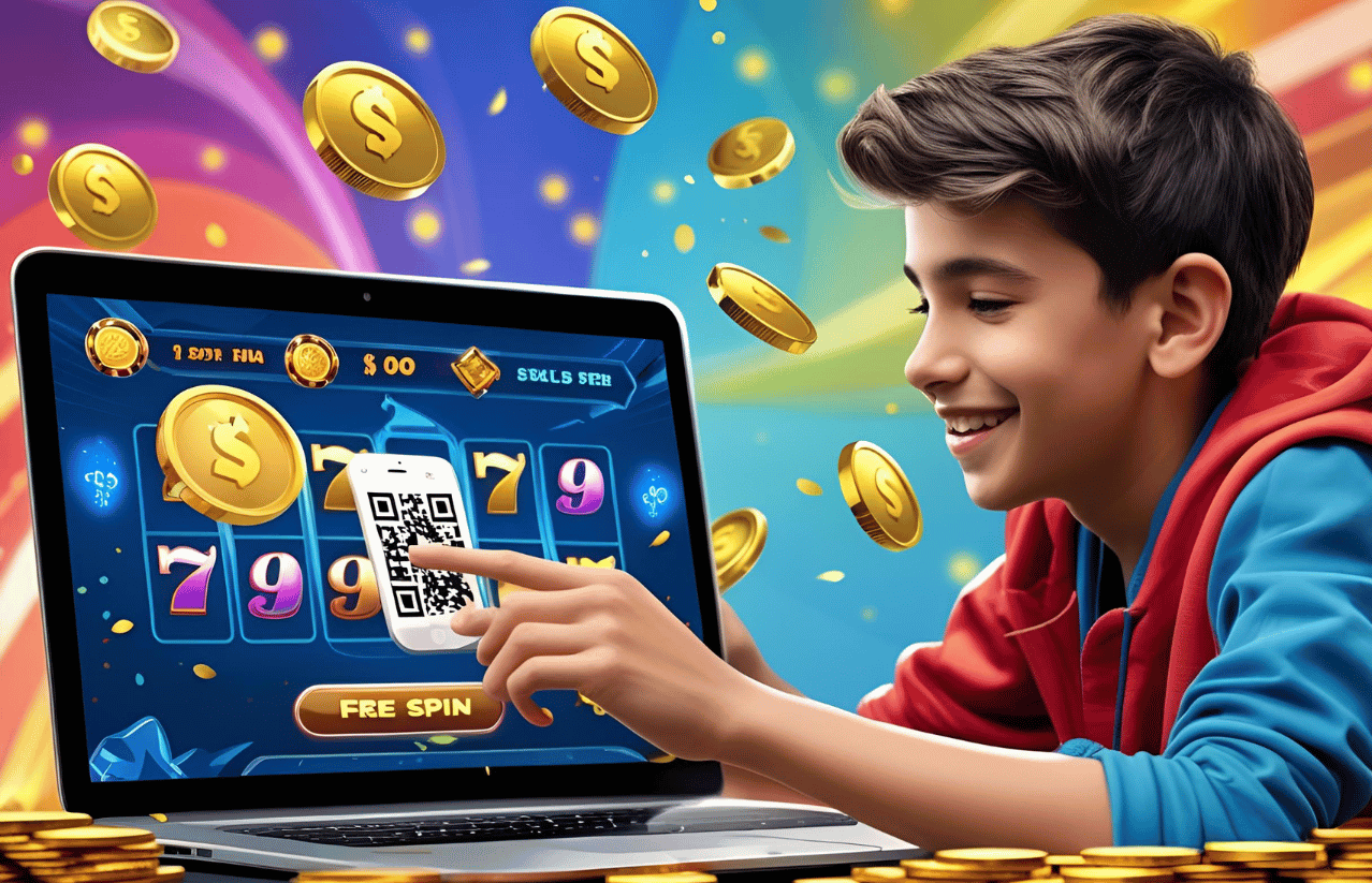 Pemain slot online melakukan depo via QRIS sambil menikmati bonus free spin