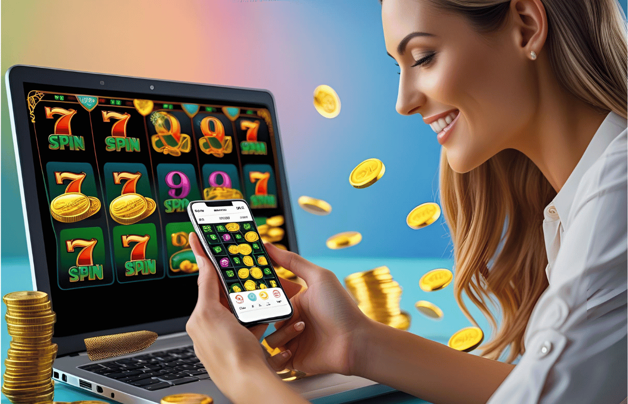 mesin slot digital dengan angka acak dan ikon jackpot